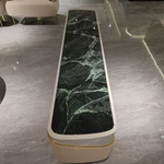 Luxury TV Stand with Dark Marble Top Cream Gloss Frame and Fluted Storage Panels